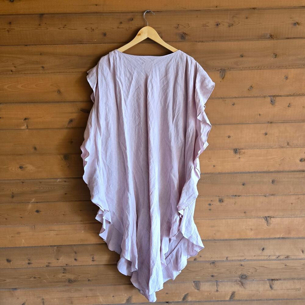 JAG Eden Dress Midi Blush Pink Linen S/M Ruffled Coastal Summer Cottagecore Boho - Picture 3 of 8